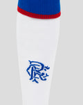 Rangers FC Junior Away Sock close up showing blue cuff red band and white leg with scroll crest