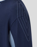 Rear view of navy UNISEX travel crew sweatshirt showing RANGERS lettering and Umbro emblem on the back.
