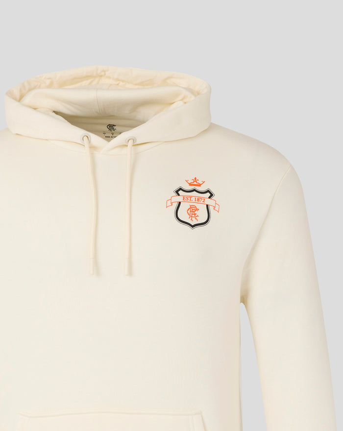 Cream Rangers hoodie shown from chest level with crest logo visible