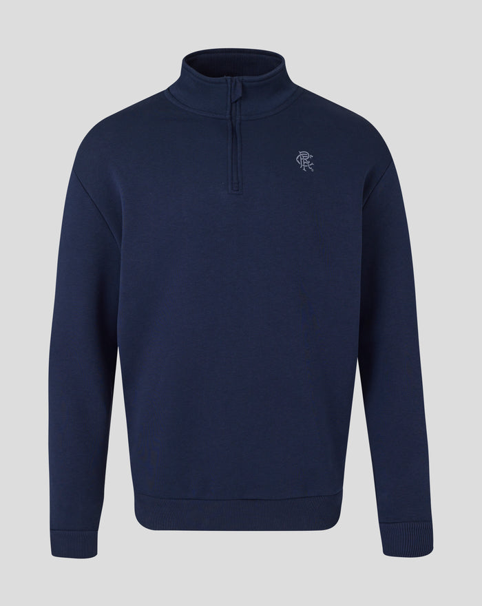 Unisex Rangers Contemporary Quarter Zip in black with small left chest crest