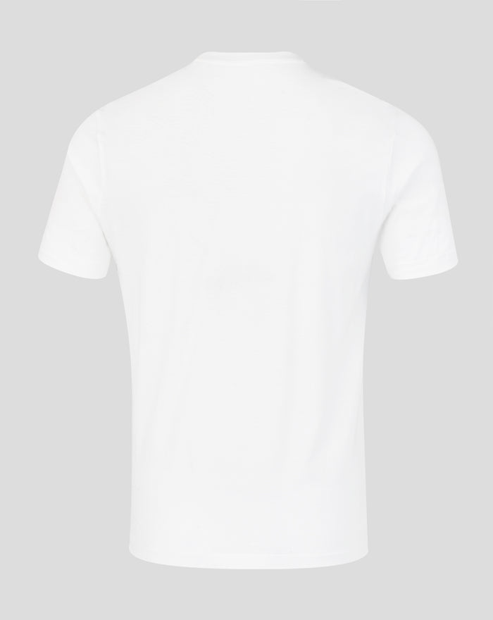 Back view of plain white unisex 25/26 Varsity Club Tee