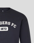 Navy unisex varsity club crew sweatshirt with 1872 badge and arched lettering on chest.