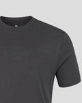 Charcoal unisex T-shirt neckline and shoulder close-up