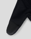 Close-up of black glove cuff with a hexagonal grip pattern
