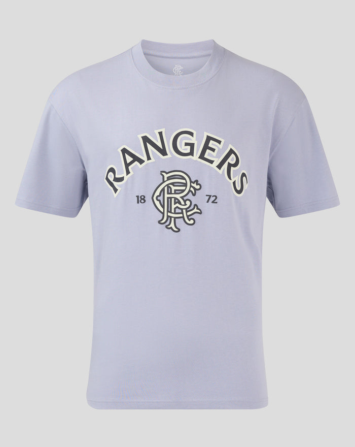 Blue Rangers T shirt with oversized chest graphic and crest on the front
