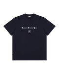 Navy unisex T shirt with Rangers Football Club graphic across the chest and a small crest beneath.