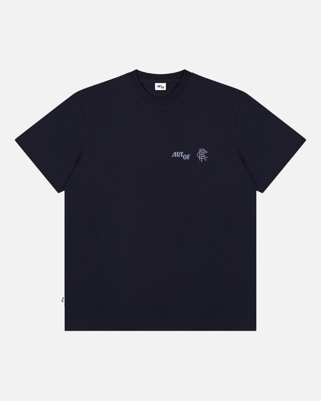 Navy unisex T shirt with small Art of logo on the left chest