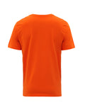 Back view of bright orange Rangers Champions T shirt with relaxed fit.