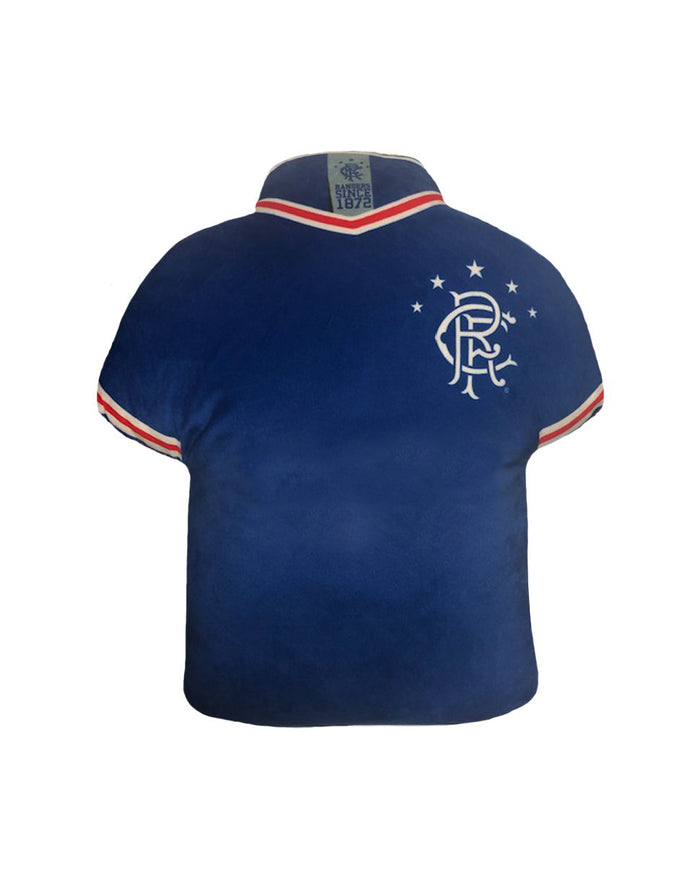 Blue cushion featuring Rangers FC crest and striped collar detail.