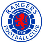 Rangers Football Club crest badge with blue circular border red lion and two stars